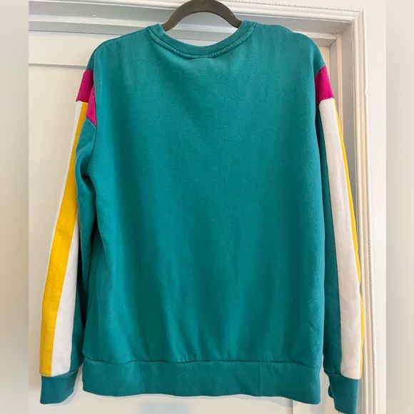 Polaroid Mens Teal Sweatshirt with Colorful Stripes clean - Picture 2 of 9